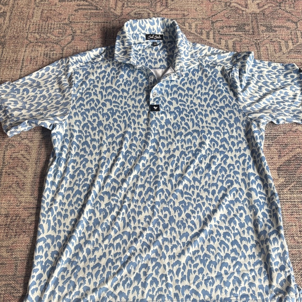 Bad Birdie Blue and White Patterned Polo Shirt